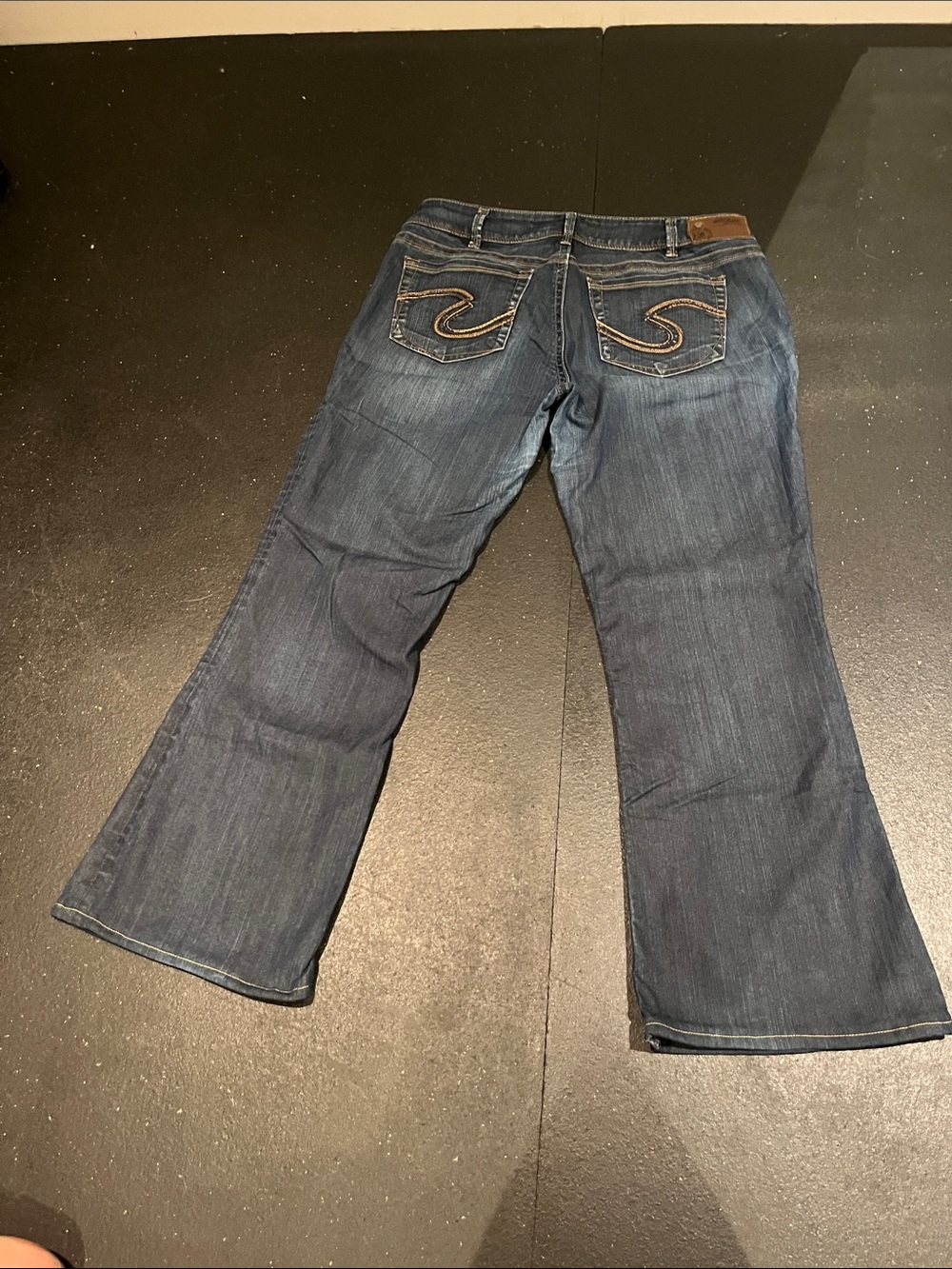Silver Jeans Dark Blue Flare Jeans with Back Pocket Stitching